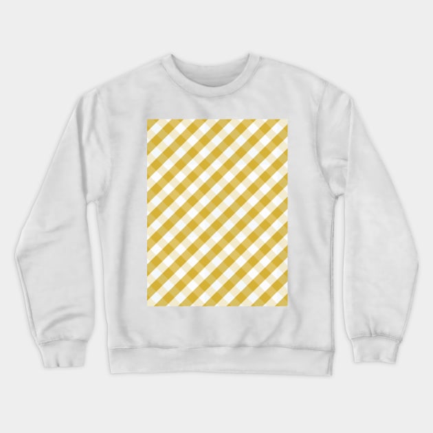 Mustard Yellow and White Check Gingham Plaid Crewneck Sweatshirt by squeakyricardo